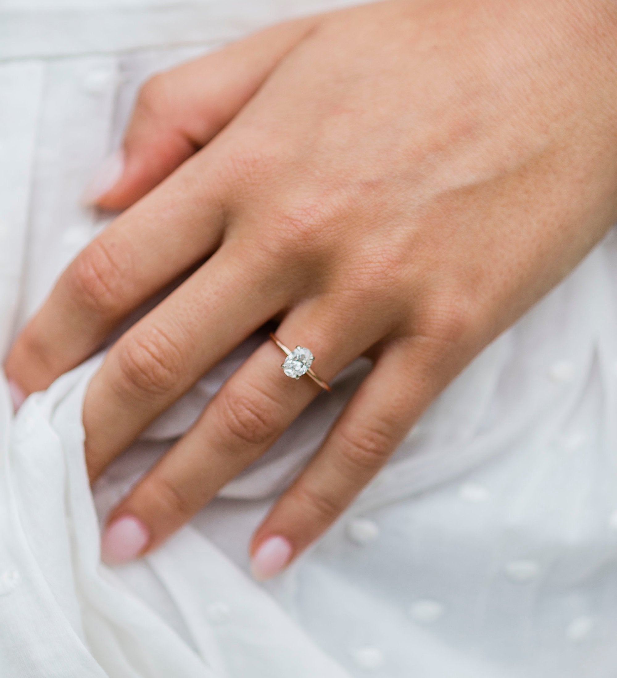 1.33 CT Oval Cut Solitaire Hidden Halo Moissanite Engagement Ring 1