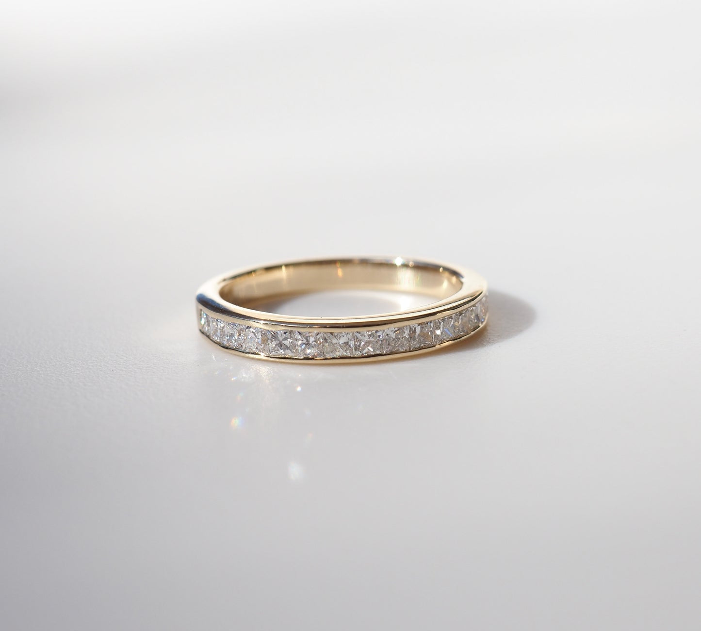 Stunning 0.90 TCW Princess Moissanite Stones Channel Wedding Bands