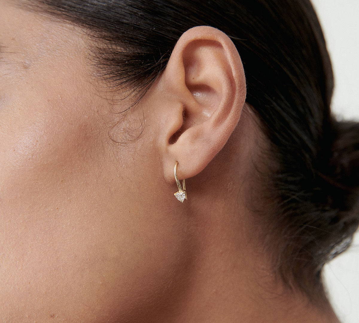 0.20 TCW Heart Cut Lab Grown Hoops Earrings