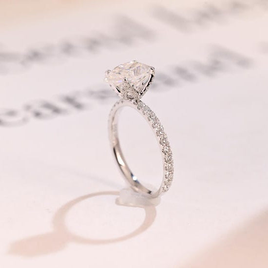 Stunning 1.0 - 2.0 CT Pear Moissanite Engagement Ring with Pave Design 5