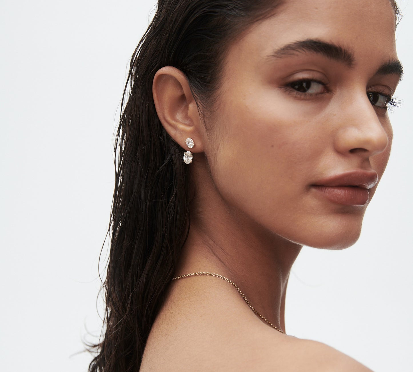 4.0 TCW Oval Cut Lab Grown Stud Jacket Earrings