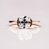Cushion Solitaire & Half Bezel Moissanite Engagement Ring