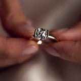 Cushion Solitaire & Half Bezel Moissanite Engagement Ring