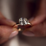 Cushion Solitaire & Half Bezel Moissanite Engagement Ring