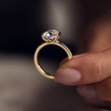 Cushion Solitaire & Half Bezel Moissanite Engagement Ring