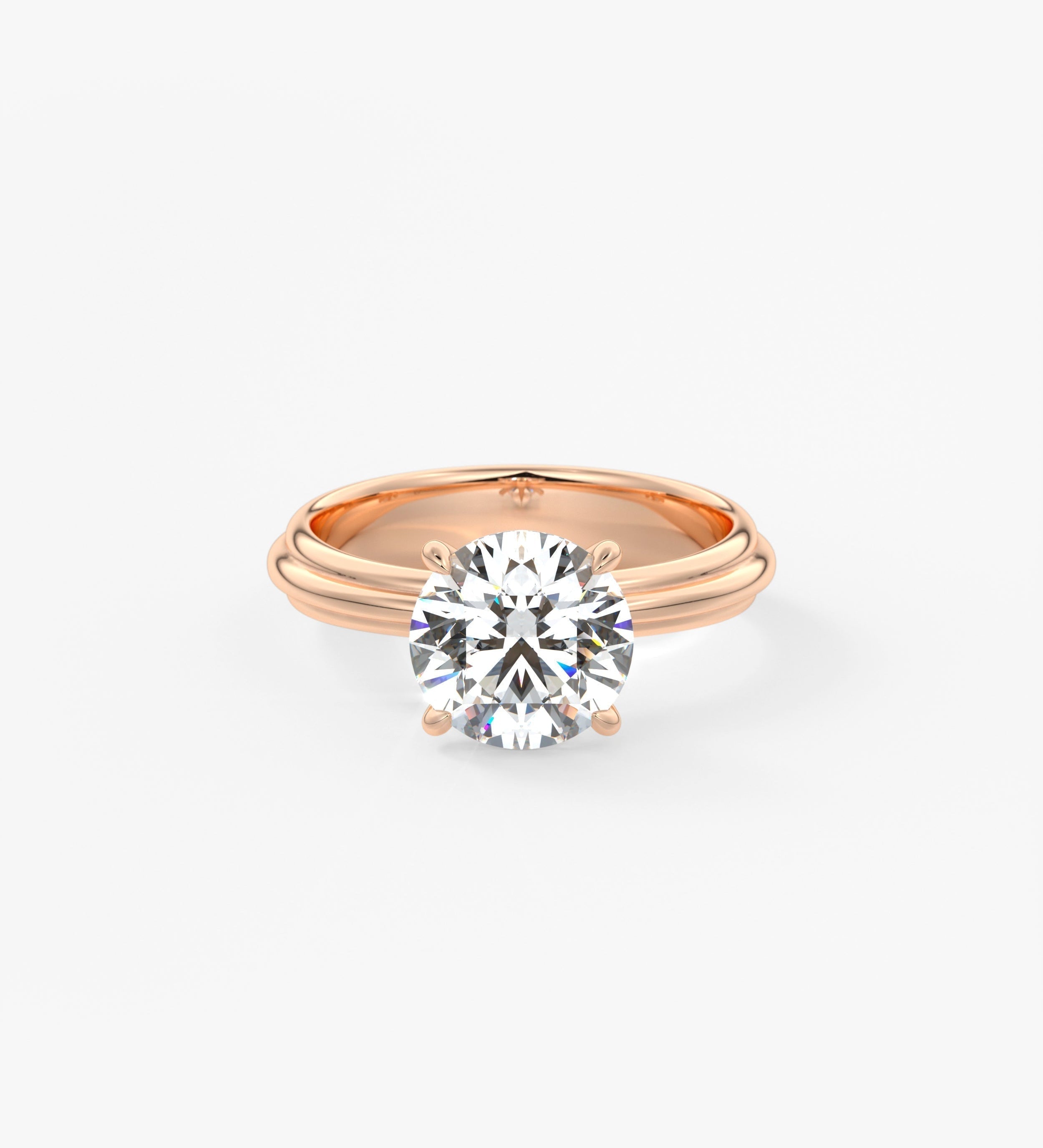 Round Solitaire Triple Shank Lab Grown Diamond Engagement Ring