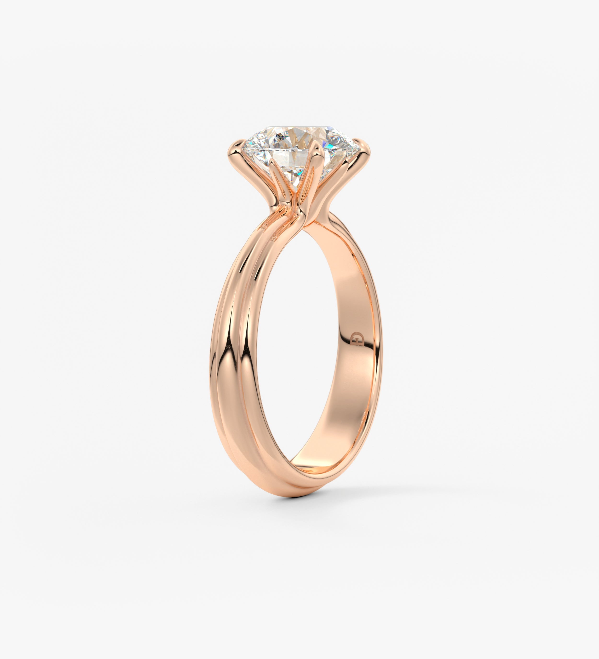 Round Solitaire Triple Shank Lab Grown Diamond Engagement Ring