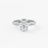 Oval Solitaire Triple Shank Lab Grown Diamond Engagement Ring