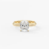 Cushion Solitaire Triple Shank Lab Grown Diamond Engagement Ring