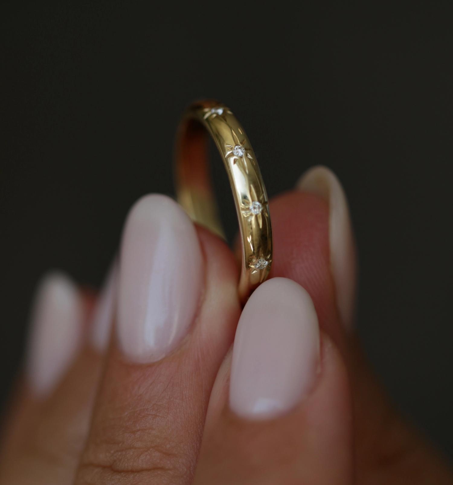 0.10 CT Round Flush Setting Lab Grown Diamond Wedding Band