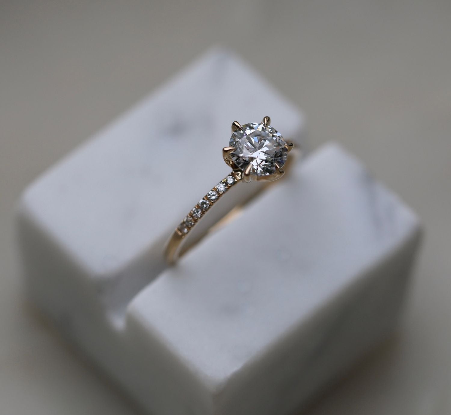 Round Cut Pave Lab Grown Diamond Engagement Ring