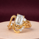 Emerald Lab Grown Diamond Unique Bridal Ring Set