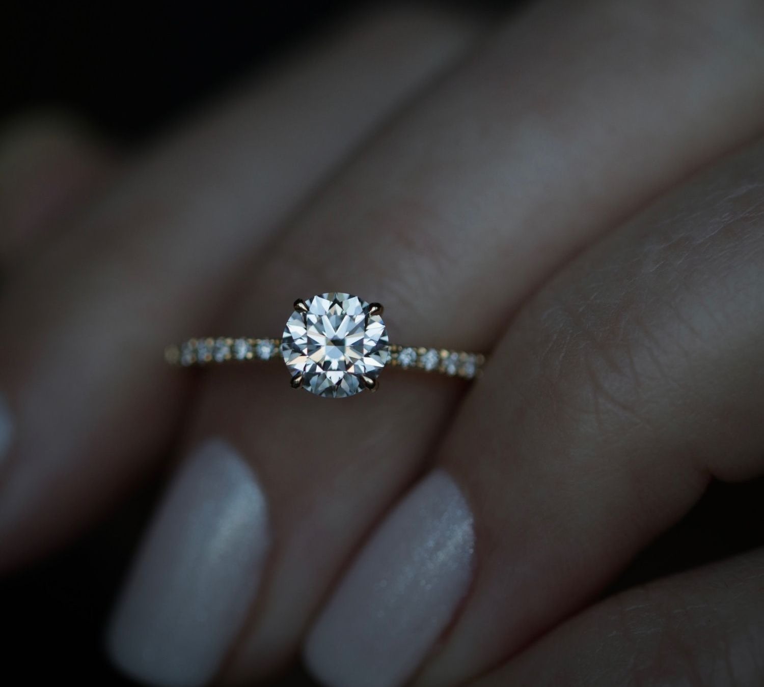 Round Cut Pave Lab Grown Diamond Engagement Ring