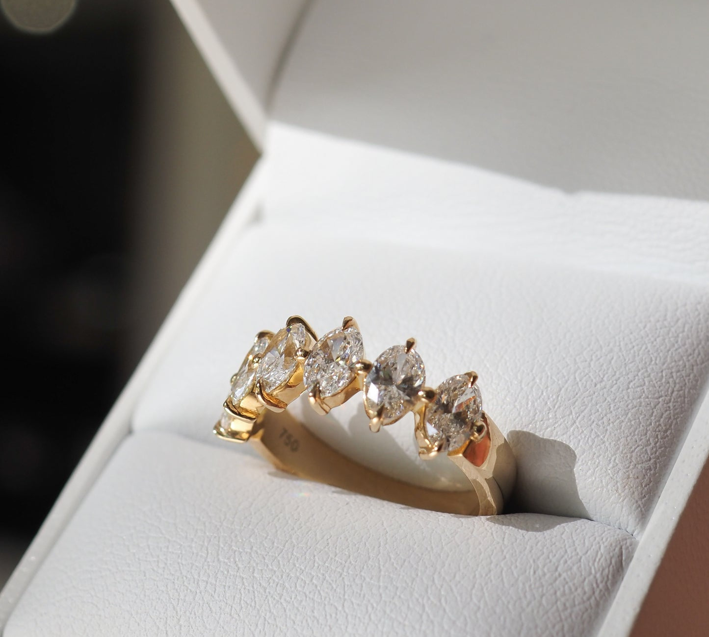 Stunning 0.4 TCW Oval Moissanite Stones Half Eternity Wedding Band