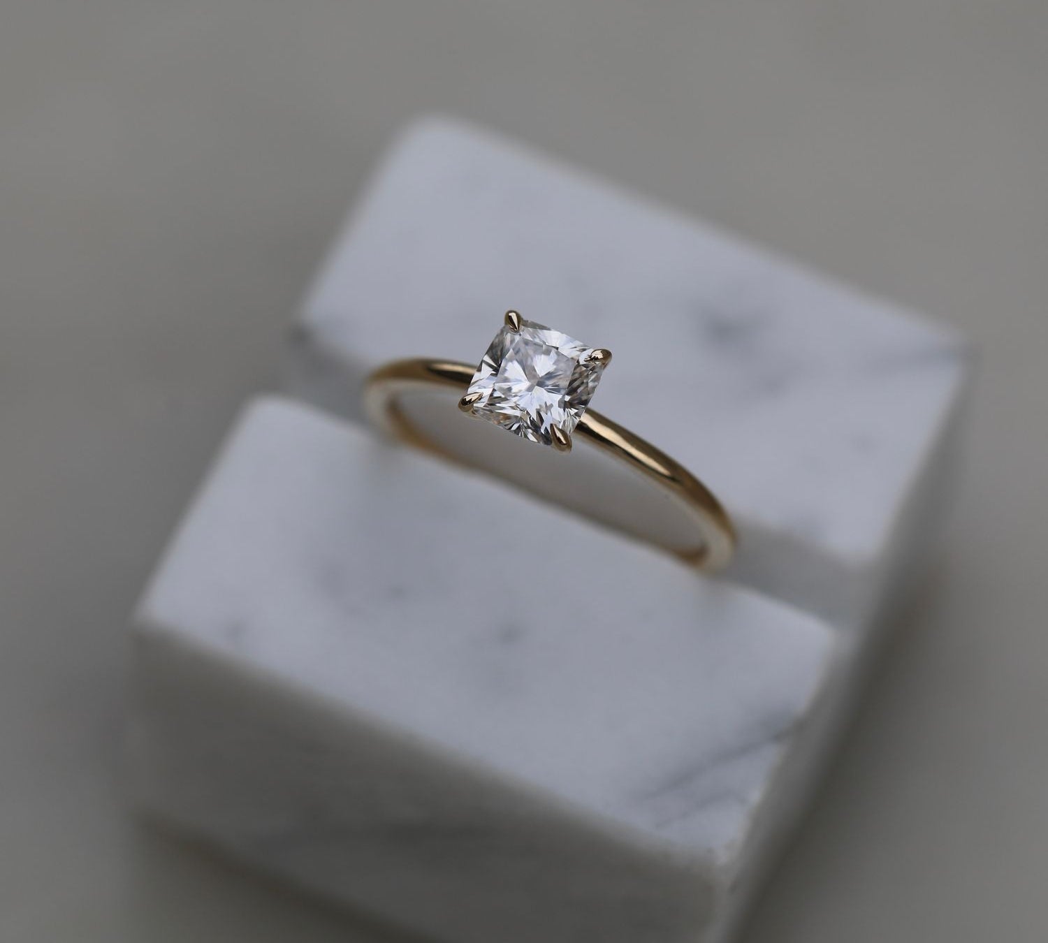 Cushion Solitaire Lab Grown Diamond Engagement Ring