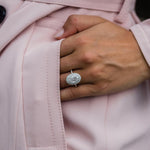3.85 CT Oval Double Halo Moissanite Engagement Ring 1