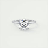 2 CT Round Hidden Halo CVD F/VS1 Diamond Engagement Ring 1