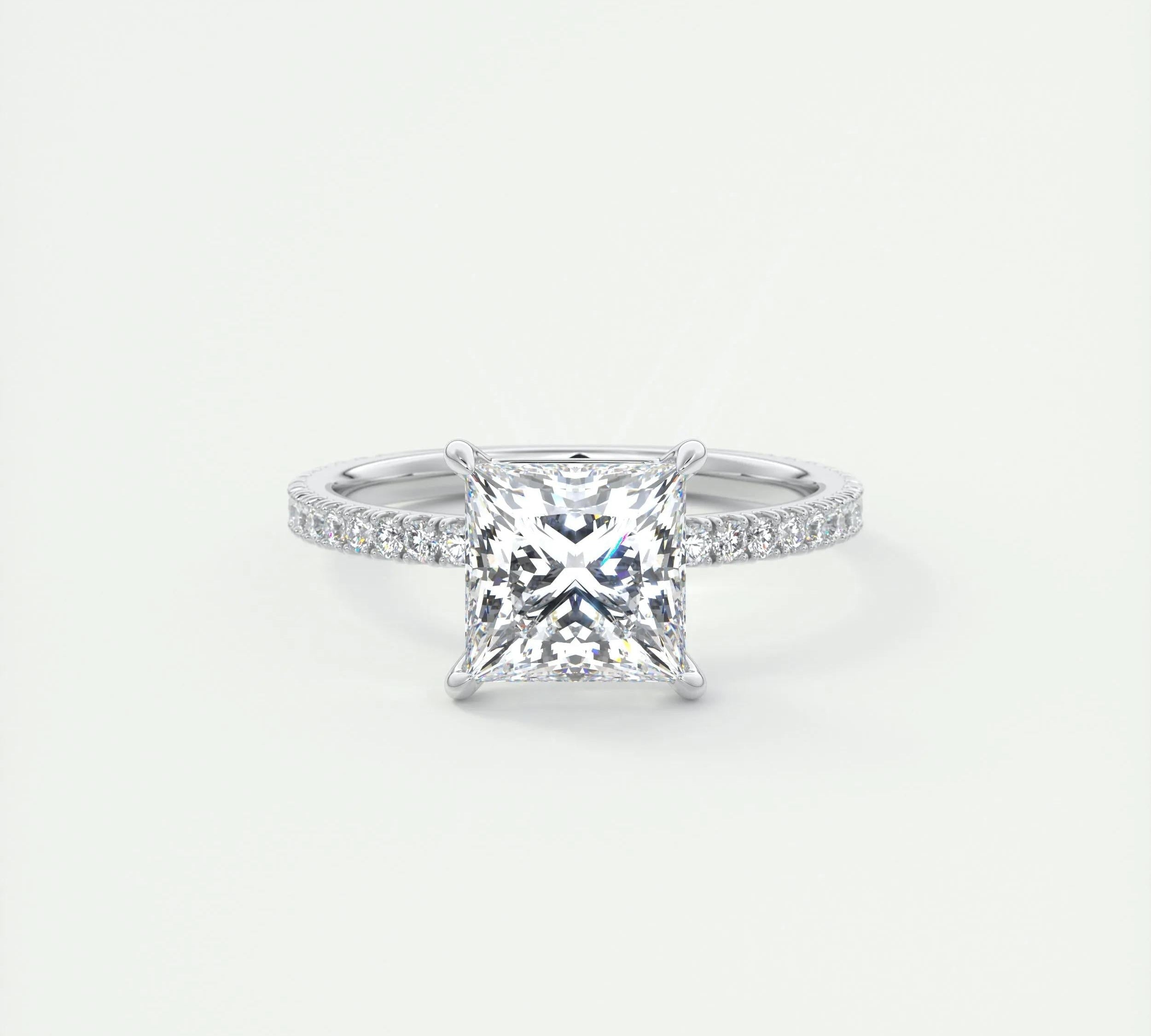 2 CT Princess Solitaire CVD F/VS1 Diamond Engagement Ring 1