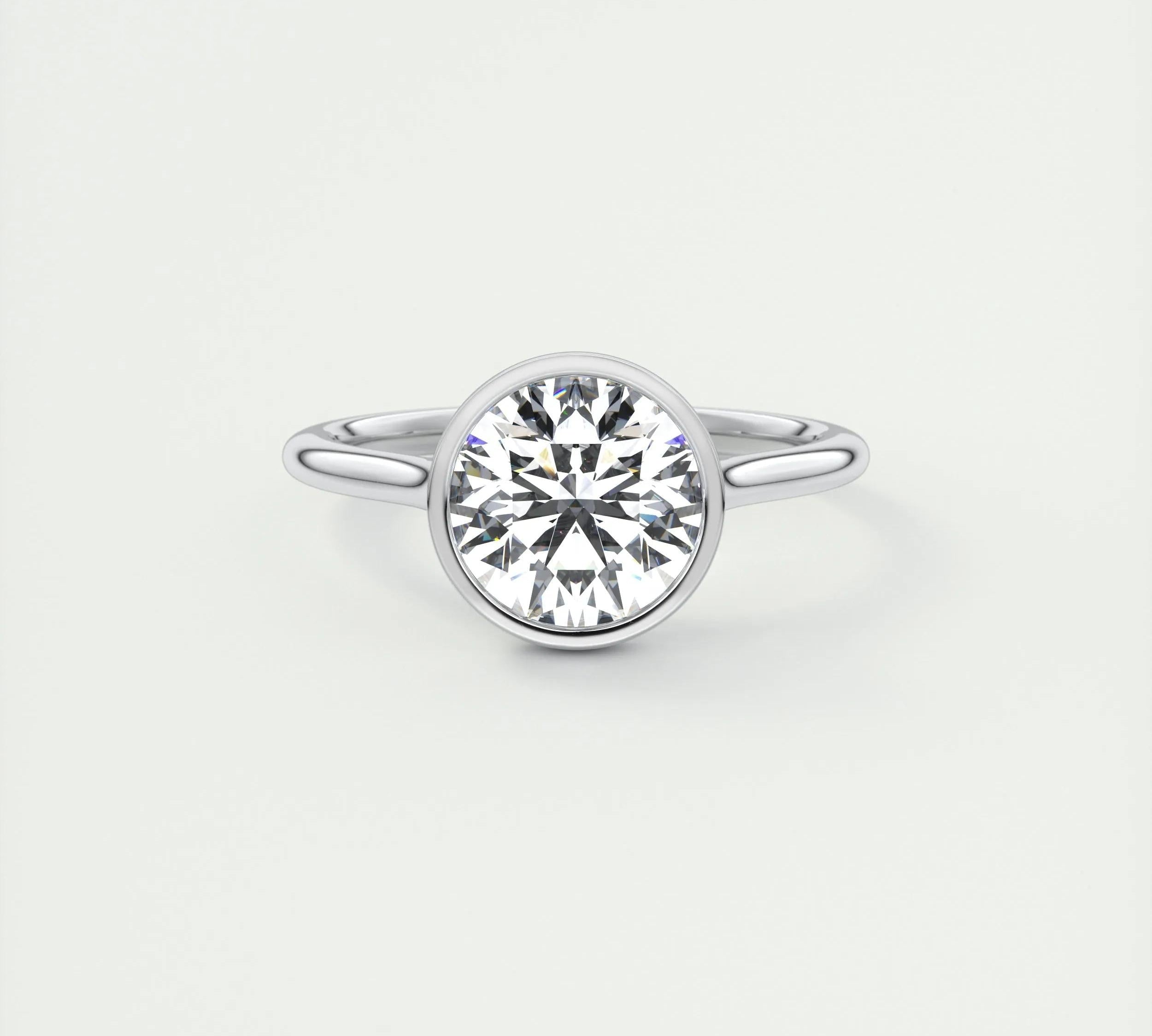 2 CT Round Bezel CVD F/VS1 Diamond Engagement Ring 1