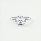 2 CT Oval Half Bezel CVD F/VS1 Diamond Engagement Ring 1
