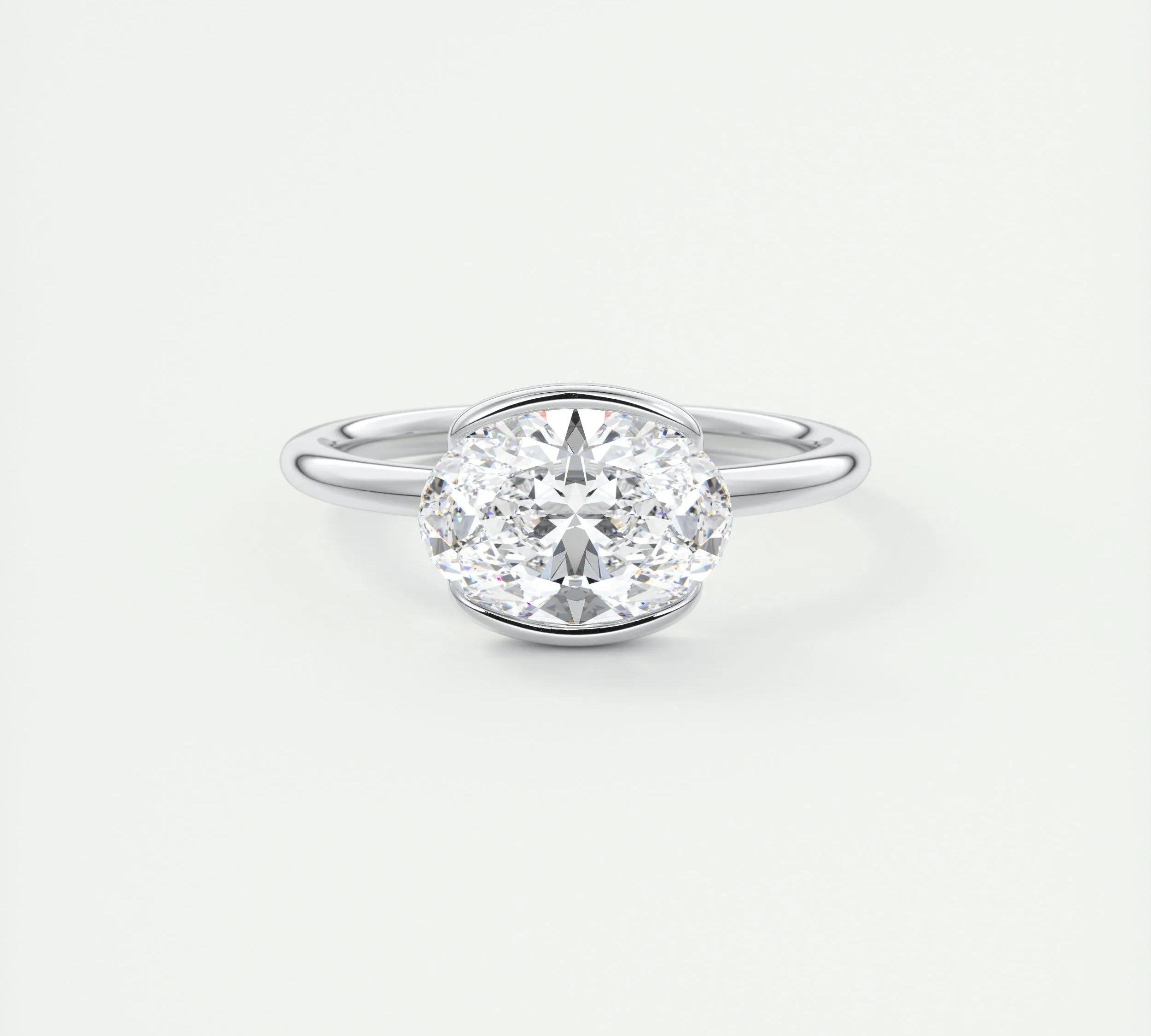 2 CT Oval Half Bezel CVD F/VS1 Diamond Engagement Ring 1