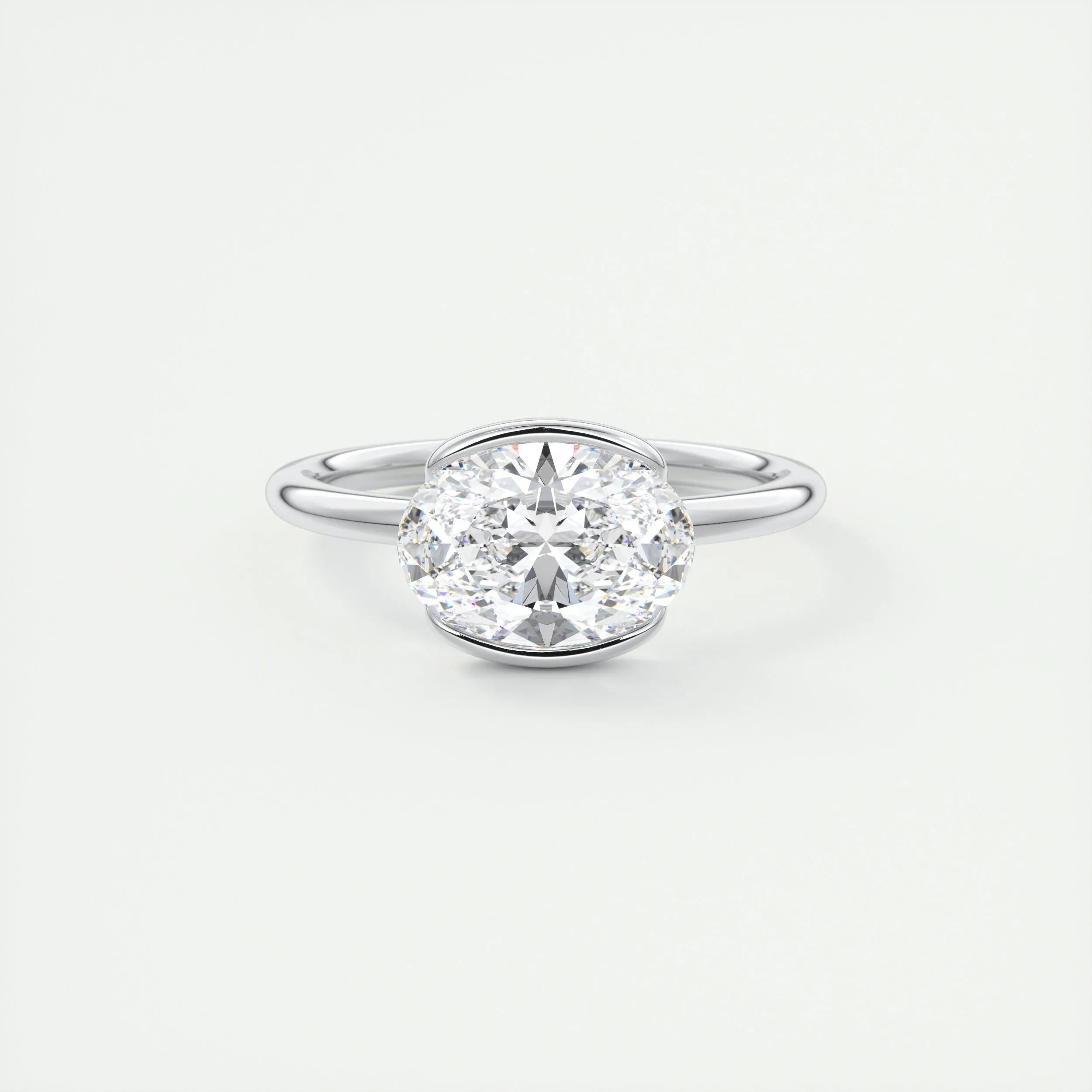 2 CT Oval Half Bezel CVD F/VS1 Diamond Engagement Ring 1