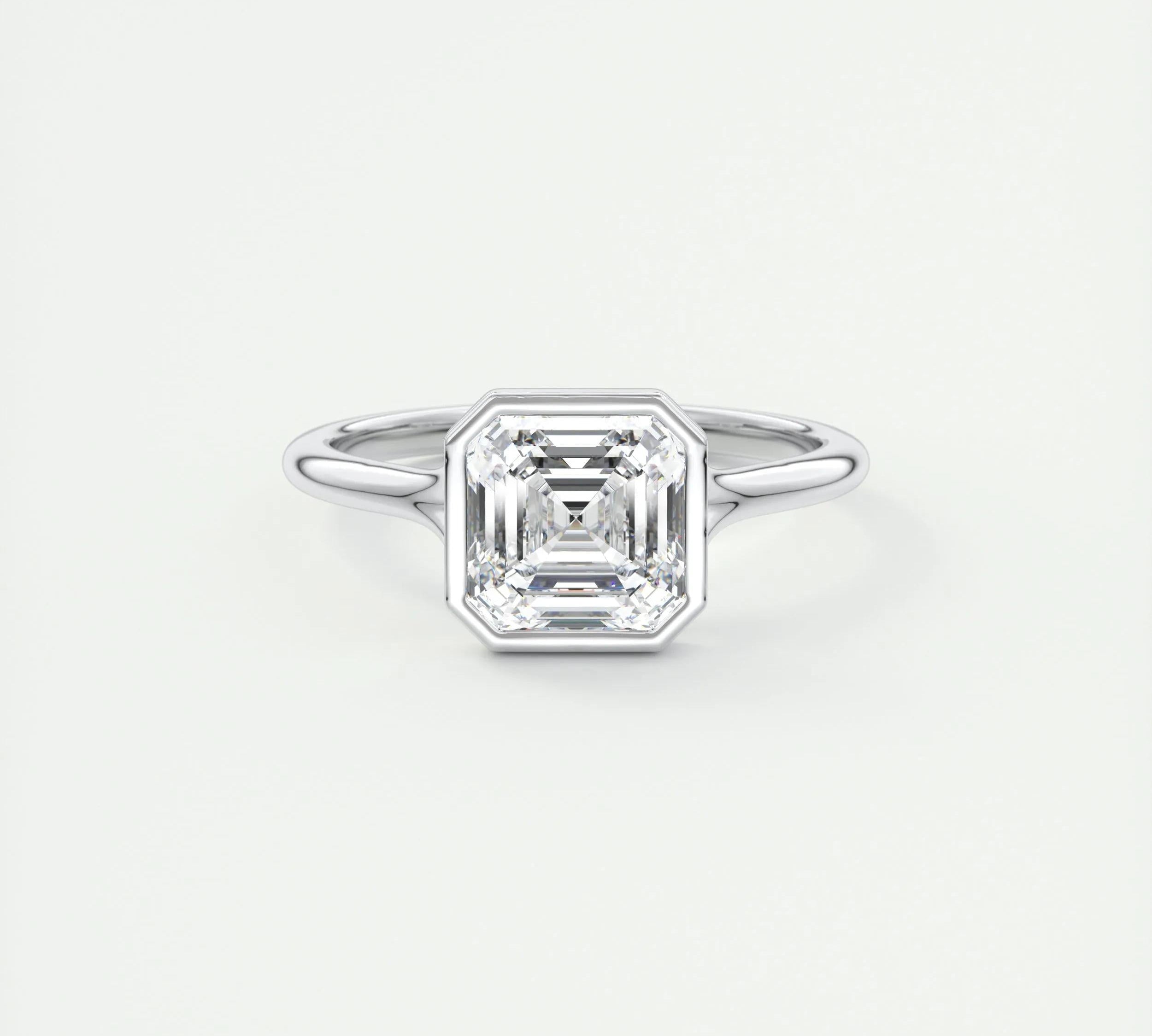 2 CT Asscher Bezel CVD F/VS1 Diamond Engagement Ring 1