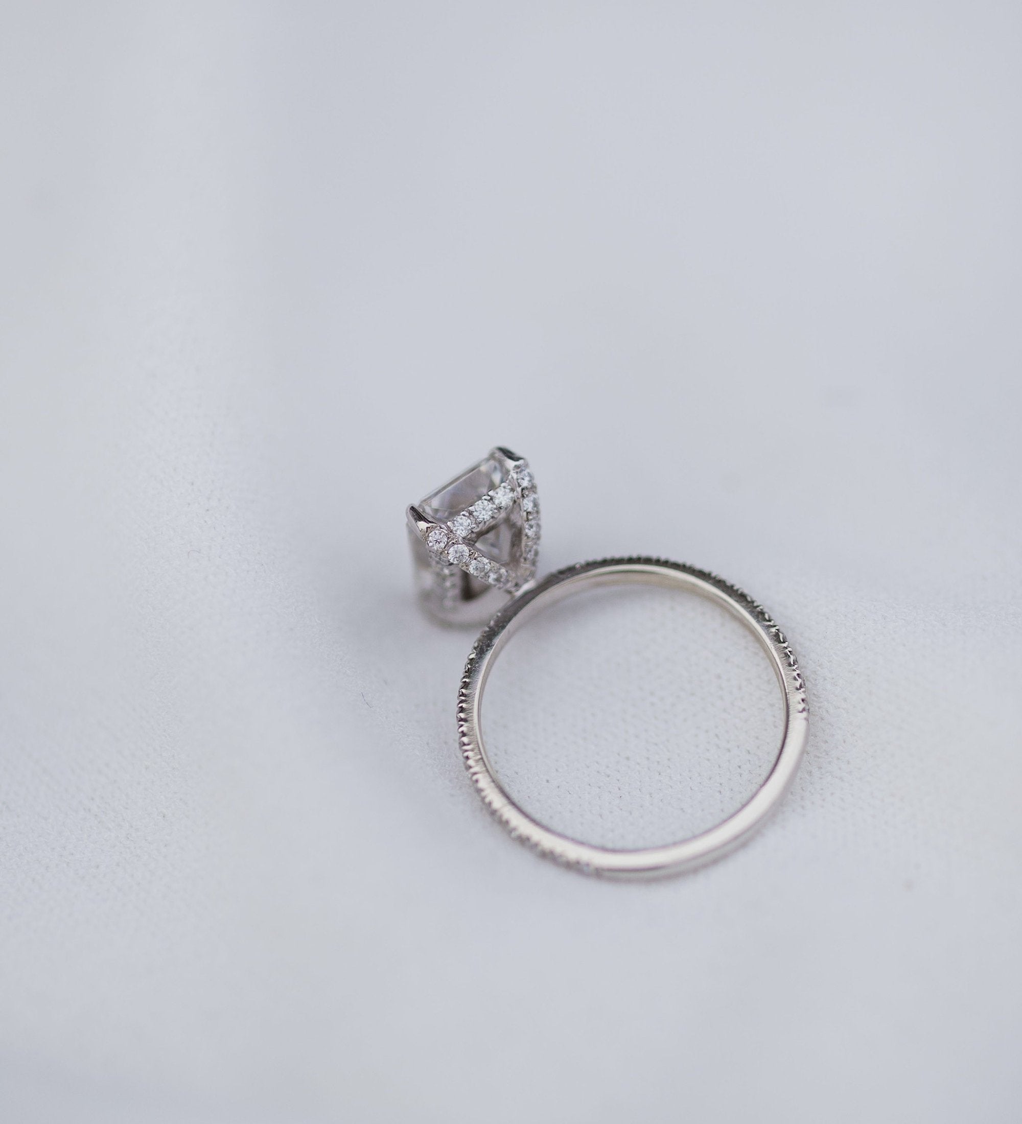 2.70 CT Radiant Solitaire Hidden Halo & Pave Moissanite Engagement Ring 2