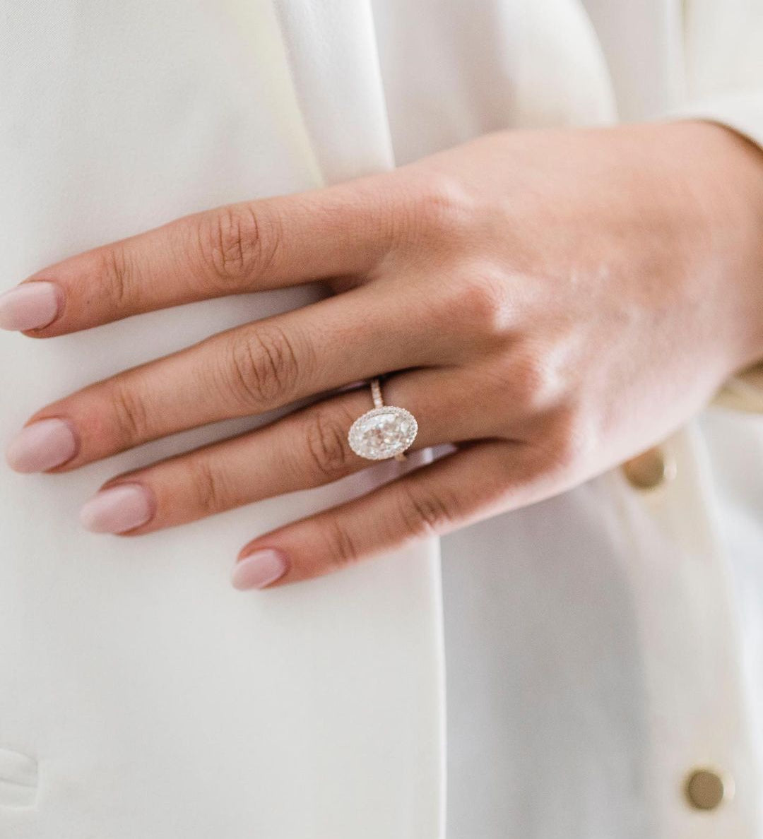 4.0 CT Oval Double Halo Moissanite Engagement Ring 3