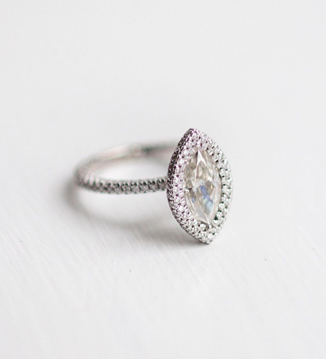 1.80 CT Marquise Double Halo Moissanite Engagement Ring 3