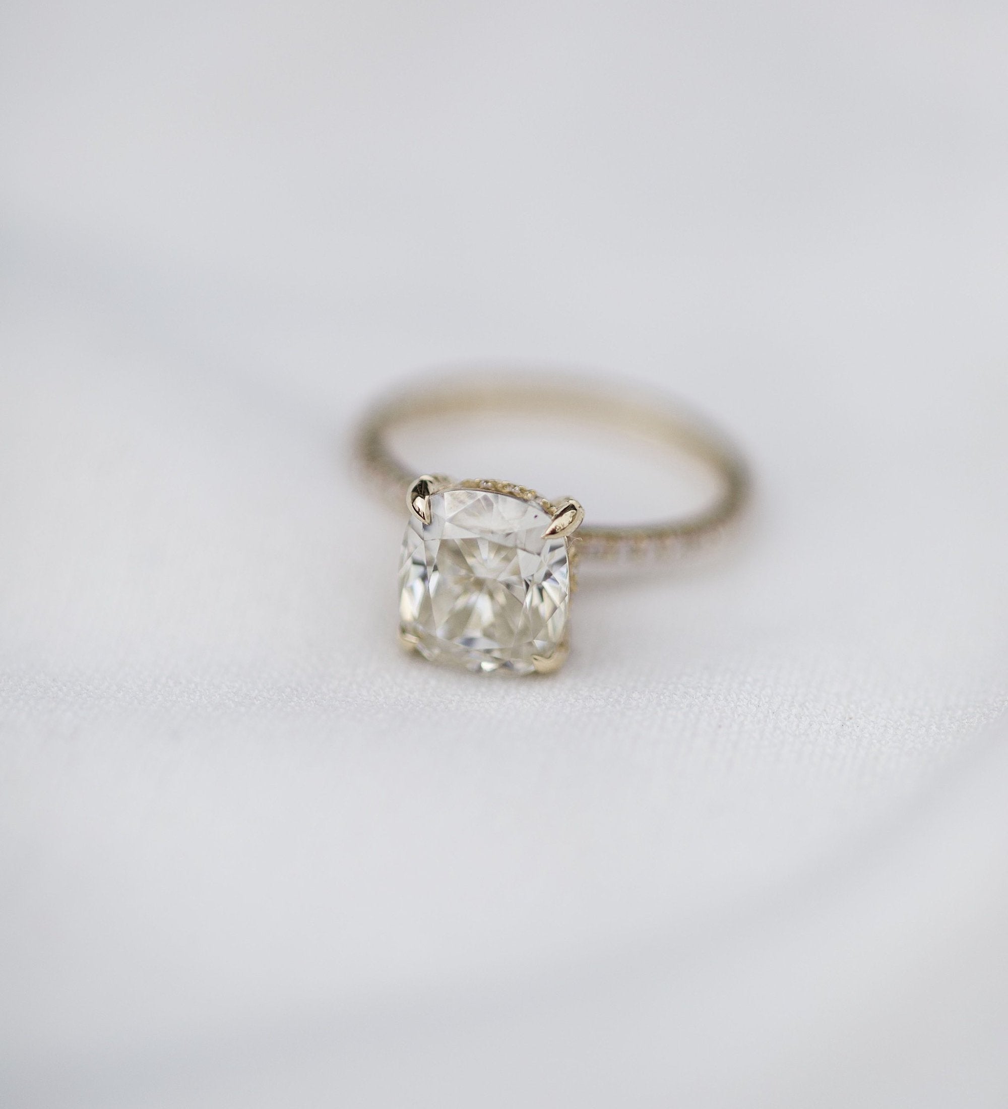 2.77 CT Cushion Solitaire Pave Moissanite Engagement Ring 3