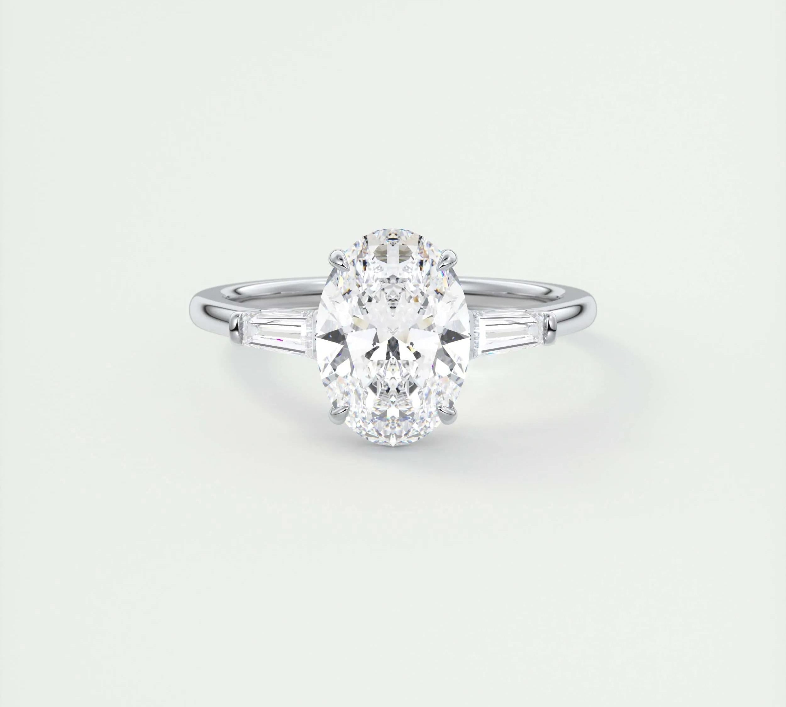 2 CT Oval Three Stone CVD F/VS1 Diamond Engagement Ring 1