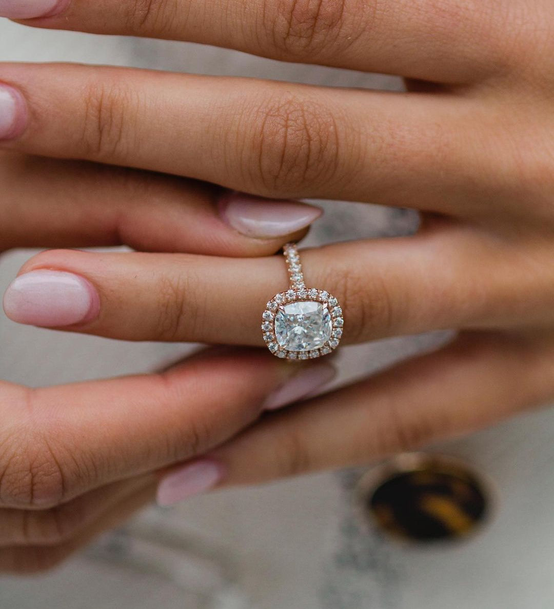 2.30 CT Cushion Halo Moissanite Engagement Ring 1