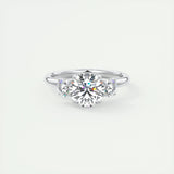 1.5 CT Round 3 Stones CVD F/VS1 Diamond Engagement Ring 1
