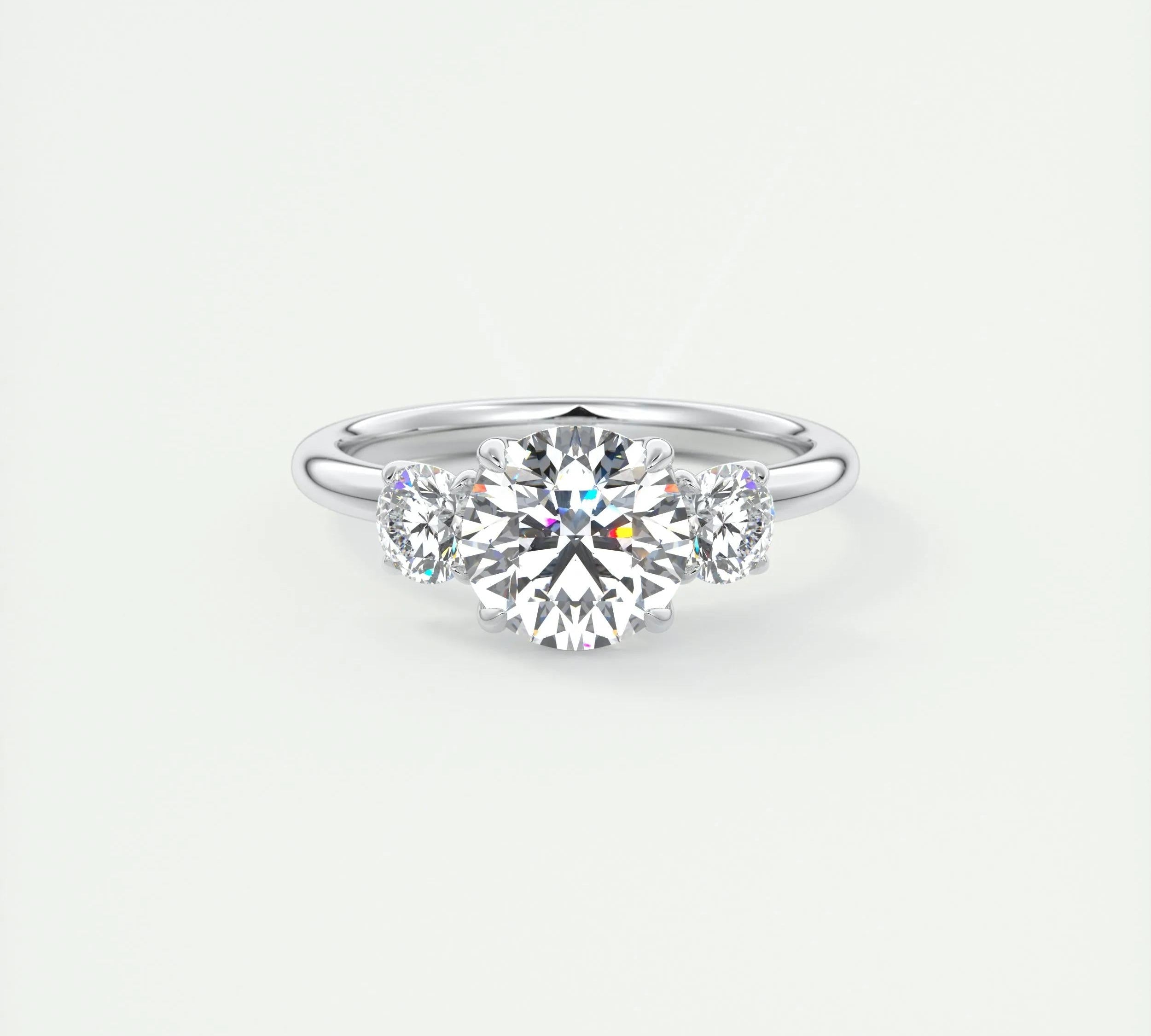 1.5 CT Round 3 Stones CVD F/VS1 Diamond Engagement Ring 1