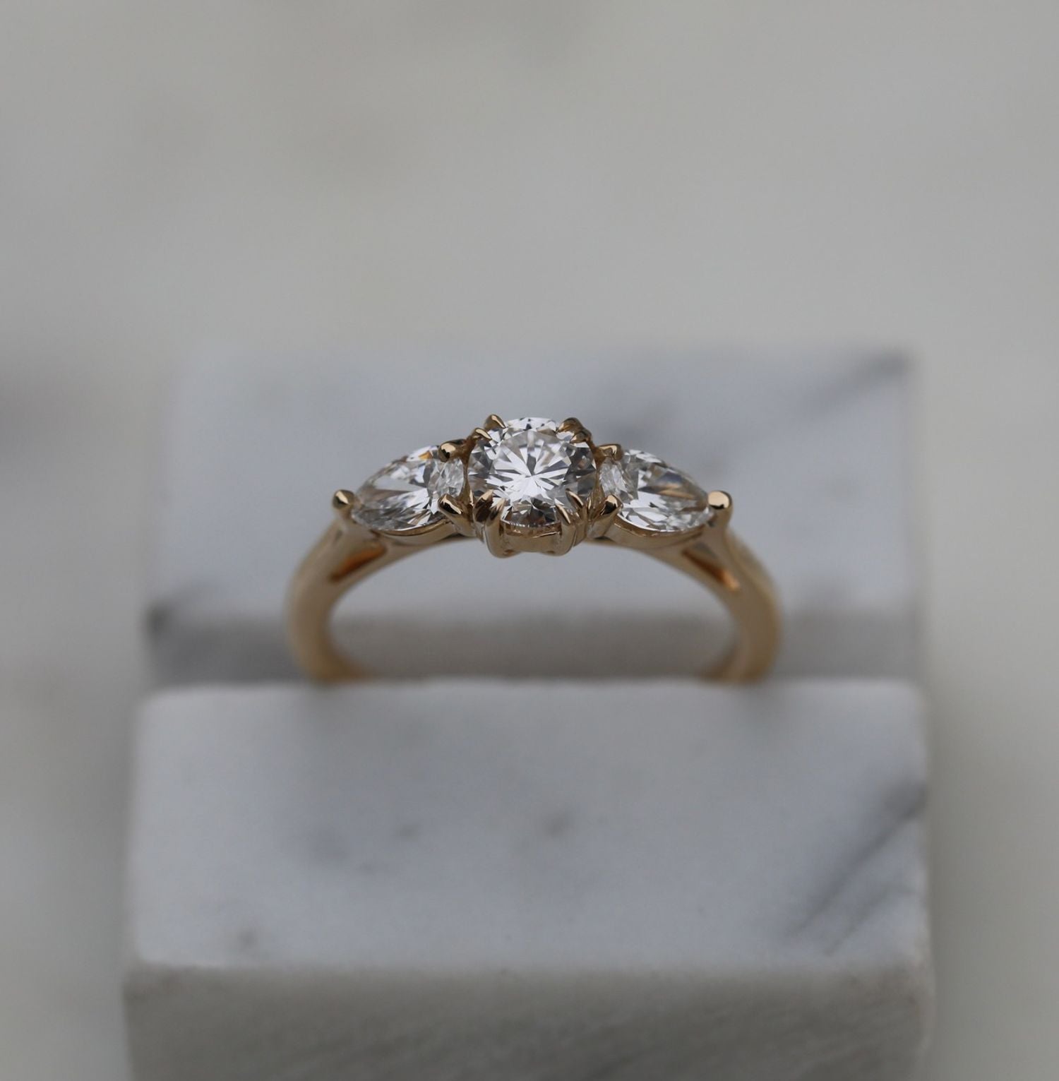 0.50 CT Round Three Stones Lab Grown Diamond Engagement Ring
