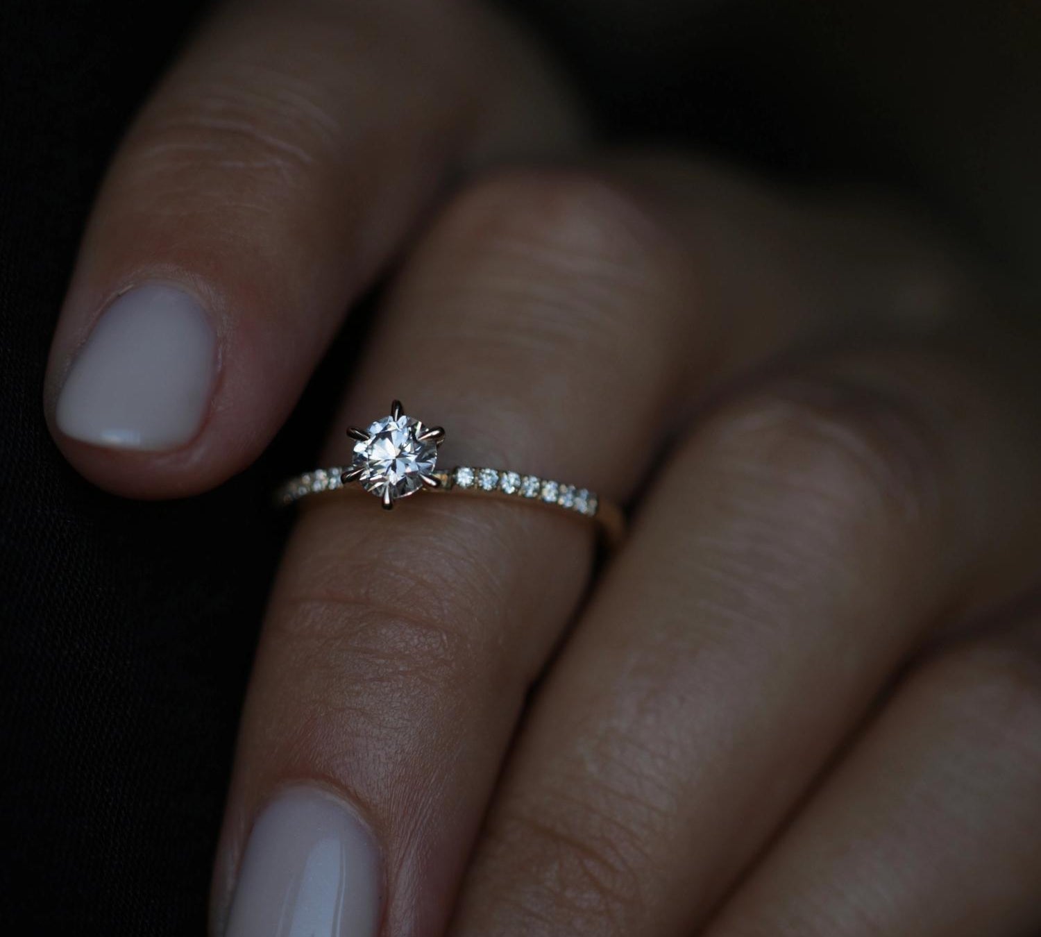 Round Cut Pave Lab Grown Diamond Engagement Ring