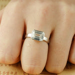 Stunning 1.0 - 2.0 CT Emerald Moissanite Engagement Ring with Bezel Design 6