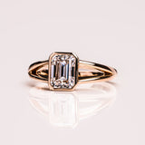 Emerald Solitaire & Split Shank Moissanite Engagement Ring