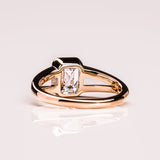 Emerald Solitaire & Split Shank Moissanite Engagement Ring