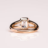Emerald Solitaire & Split Shank Moissanite Engagement Ring