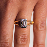 Emerald Solitaire & Split Shank Moissanite Engagement Ring