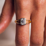 Emerald Solitaire & Split Shank Moissanite Engagement Ring