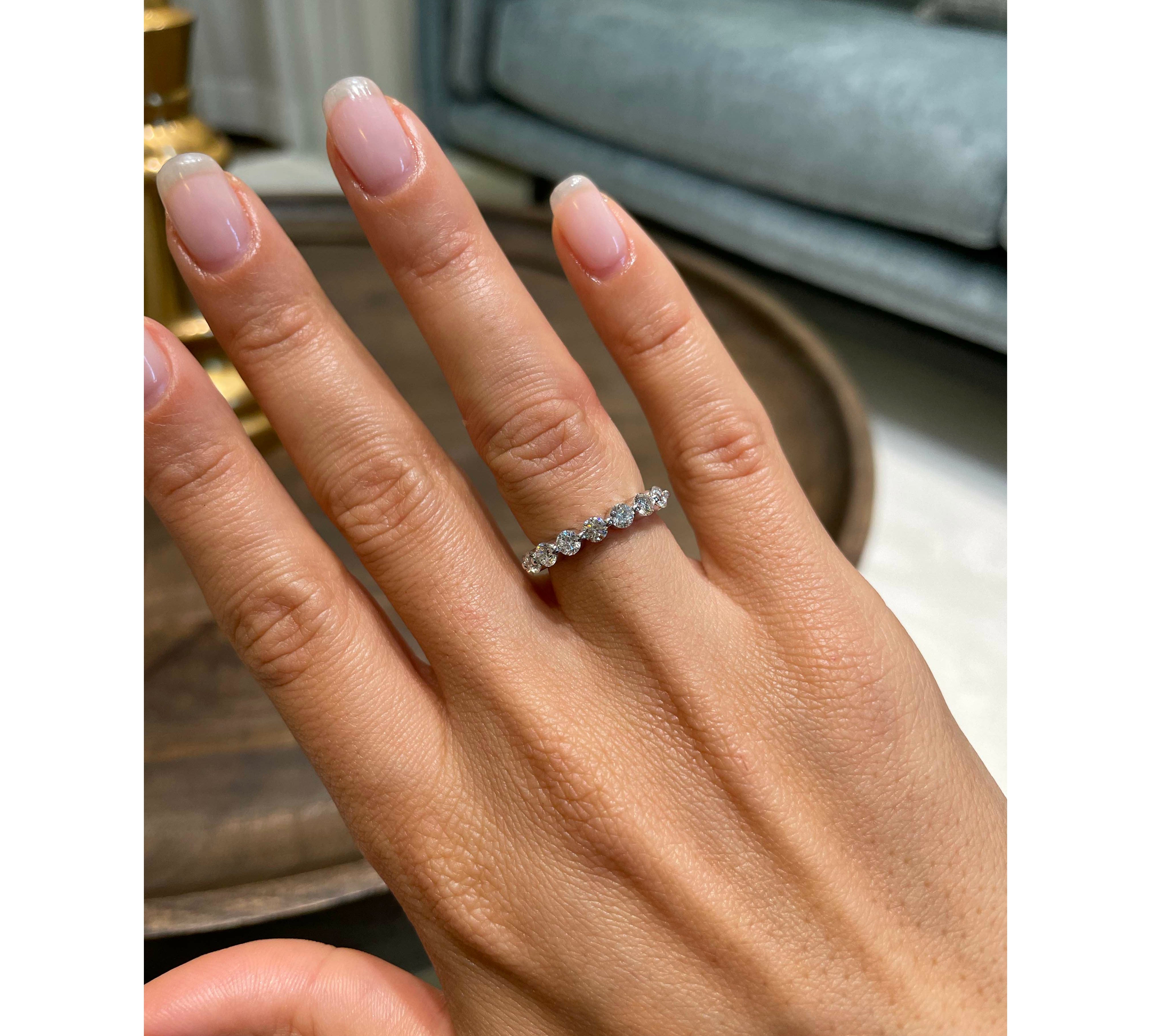 1 CT Round Half Eternity CVD EF/VVS Diamond Wedding Band 2