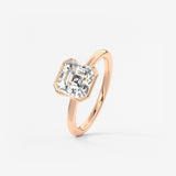 Asscher Half Bezel Lab Grown Diamond Engagement Ring