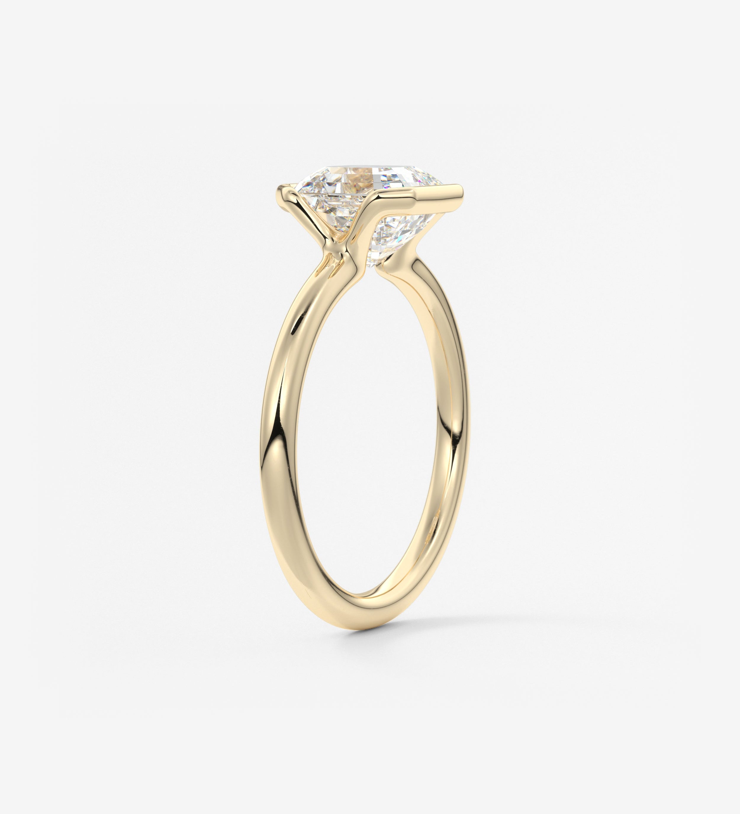Asscher Half Bezel Lab Grown Diamond Engagement Ring