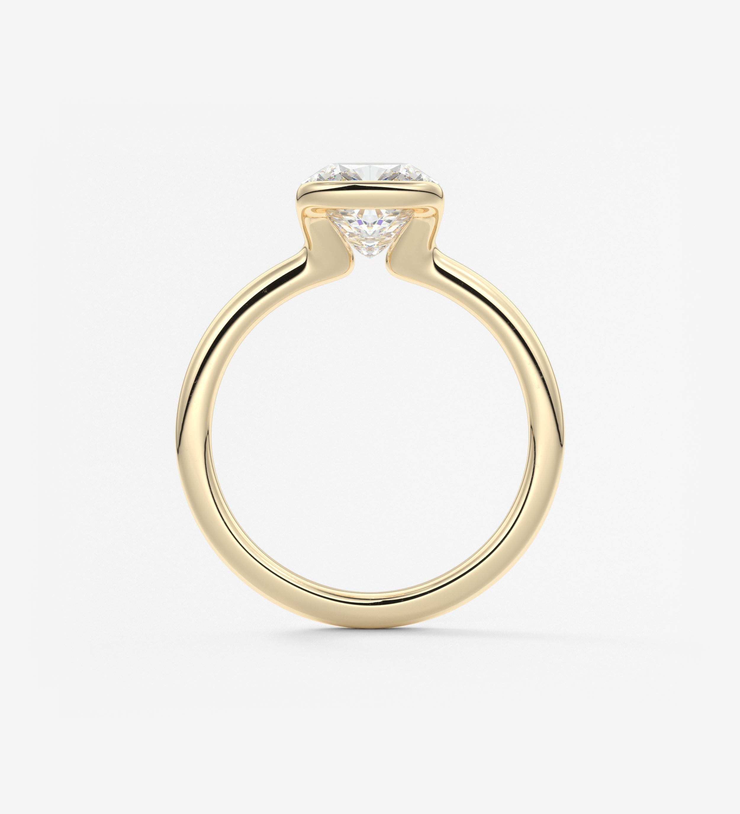 Cushion Half Bezel Lab Grown Diamond Engagement Ring