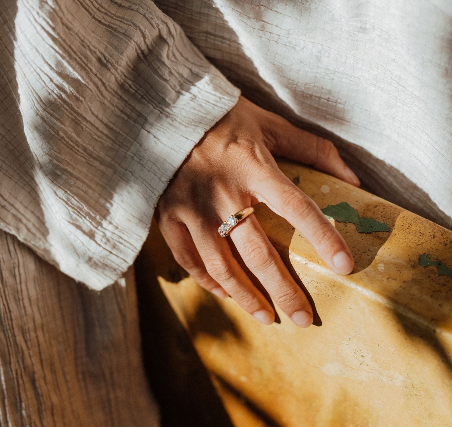 1.50 CT Round Three Stones Lab Grown Diamond Wedding Band