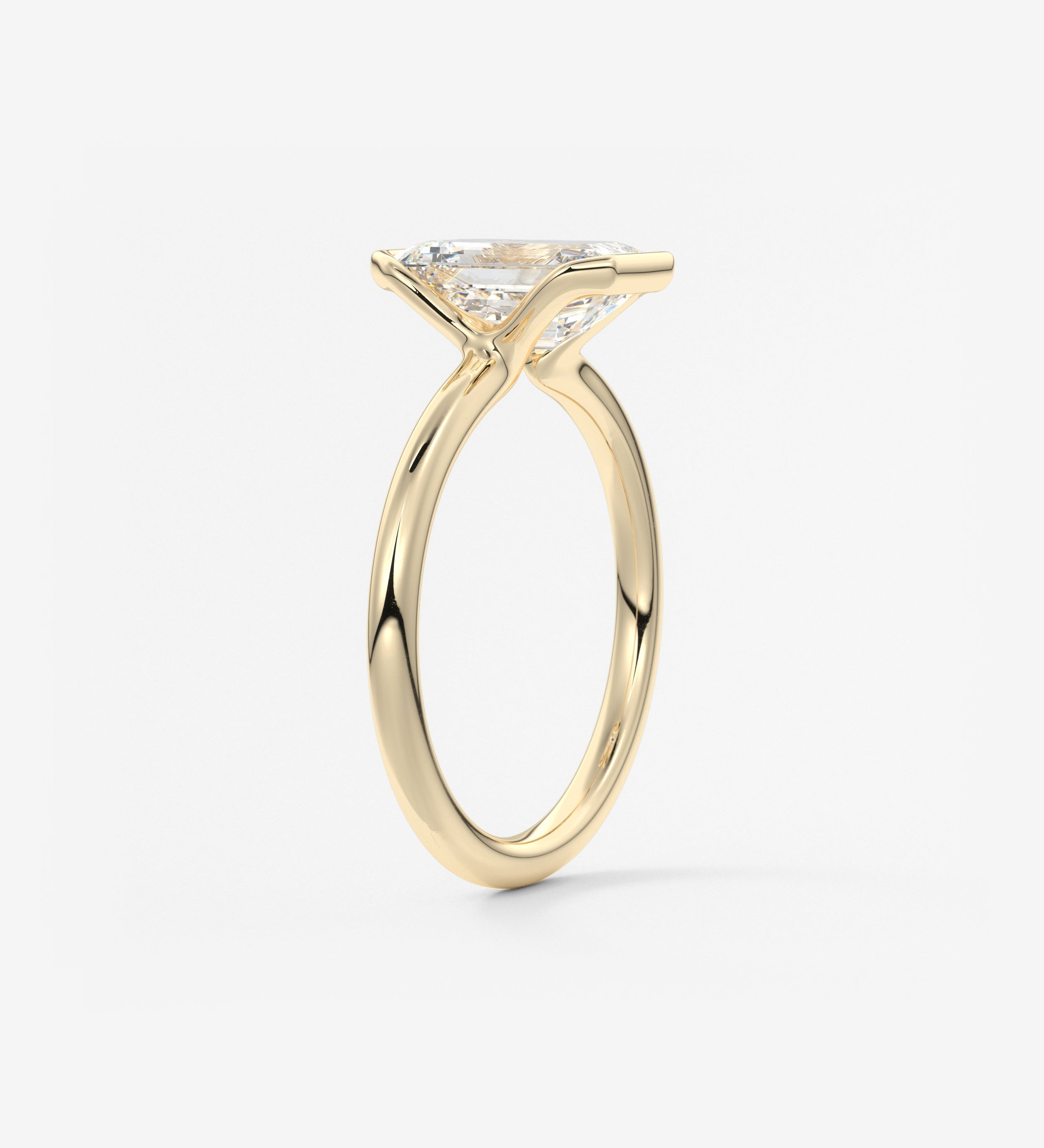 Emerald Half Bezel Lab Grown Diamond Engagement Ring