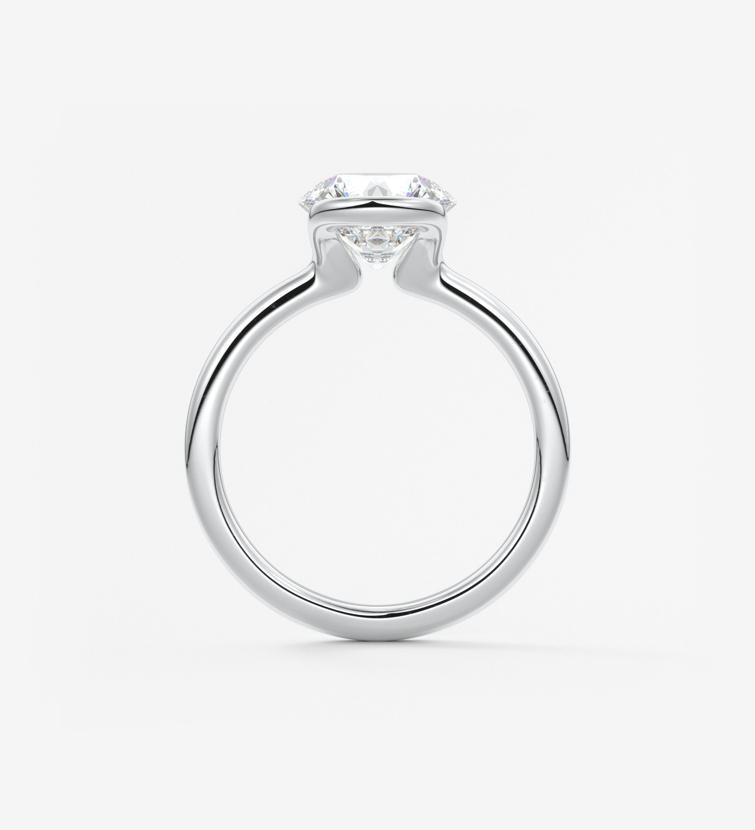 Round Half Bezel Lab Grown Diamond Engagement Ring